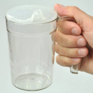 Clear Drinking Cup With Handle & 2 Lids
