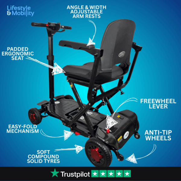 LuXe Mobility CarbonLite Carbon Fibre Lightweight Folding Mobility Scooter - Image 4
