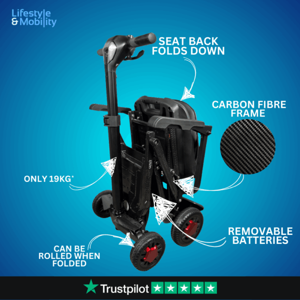 LuXe Mobility CarbonLite Carbon Fibre Lightweight Folding Mobility Scooter - Image 5
