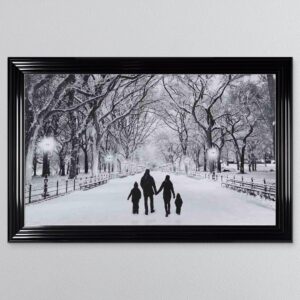 WINTER WALK COUPLE WITH CHILDREN FRAMED WALL ART 114CM x 74CM