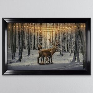 Shh Interiors Winter Deer With Two Fawns Framed Wall Art 114CM x 74CM
