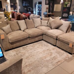 (EX DEMO) Dorset Right Hand Corner Sofa With Foot stool in Mink
