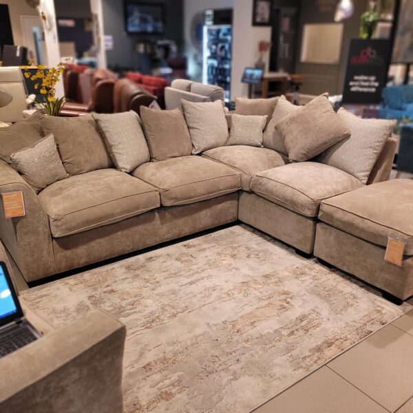 (EX DEMO) Dorset Right Hand Corner Sofa With Foot stool in Mink