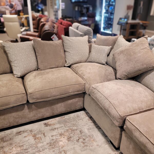 (EX DEMO) Dorset Right Hand Corner Sofa With Foot stool in Mink - Image 2