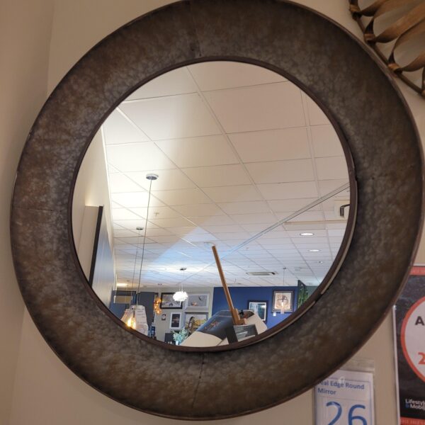 Teal Edge Round Mirror