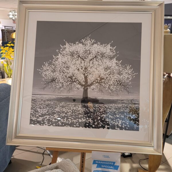 (EX DEMO) Wall Art - Large White Cherry Tree + Easel